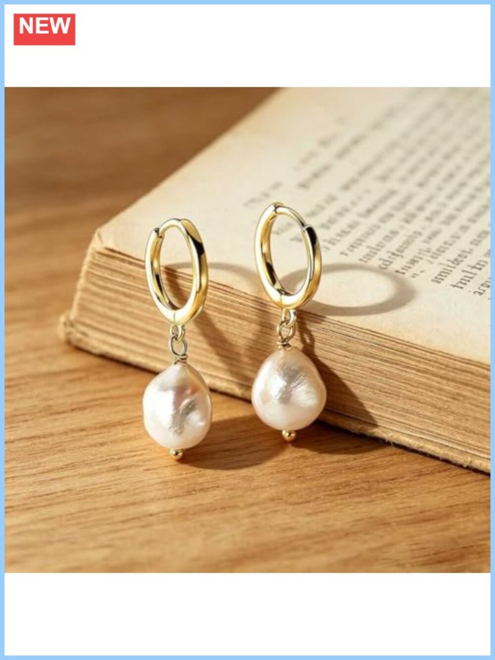 Long Pendant Earrings with 8mm Natural Freshwater Pearls